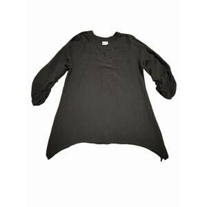 Oh My Gauze! Shirt Womens Sz 1 Small Black Relaxed 100% Cotton 3/4 Sleeve AA15-1